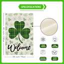 Welcome St. Patrick's Day Green Plaid Shamrocks Clovers House Flag Large Burlap 28X40 Inch Vertical Double Sided Outside Yard Holiday Outdoor Farmhouse Decoration
