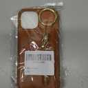 Ｈａｖａｙａ for iPhone 15 case Wallet with Card Holder for Women Men Shockproof Phone case with Keychain Ring Stand Leather Zipper Credit Card Slots-Brown