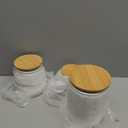 Sweejar Ceramic Canisters Sets for Kitchen Countertop, Relief Food Storage Jar with Bamboo Lid, Stackable Container for Flour, Coffee, Pasta, Cereal, Tea, Cookies, Sugar, Spices, Pack of 4 (White)