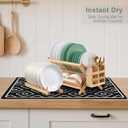 SUEH DESIGN Dish Drying Mat, Absorbent Coffee Mat 19.6 x 11.8 in Quick Dry Drying Mats Large Coffee Mat for Coffee Bar Kitchen Countertop, Black