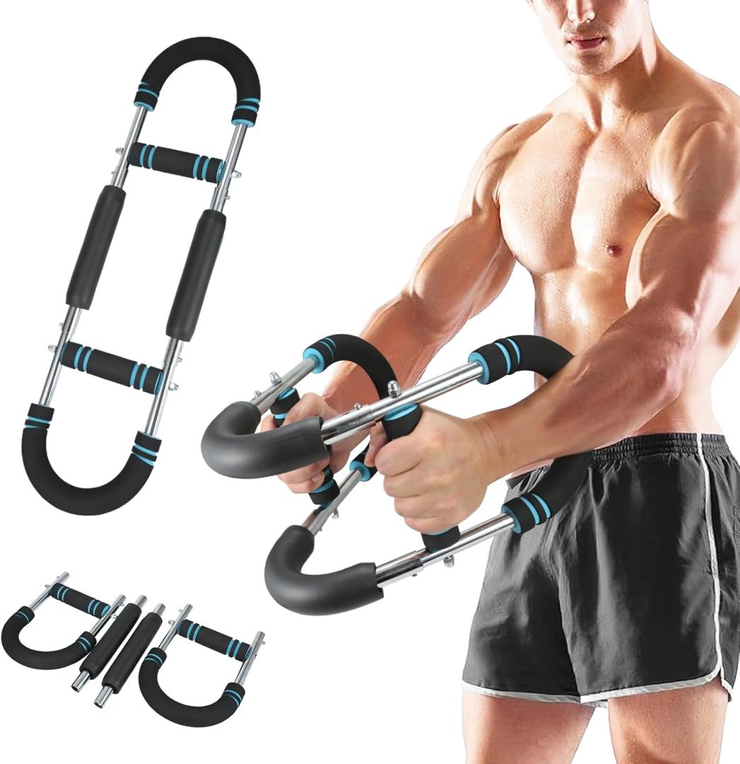 Twister Arm Trainer - Adjustable 60-100lbs Resistance Arm & Chest Workout Equipment for Home Gym Fitness , Arm Strengthener for Men, Power Twister Bar for Biceps, Forearm & Shoulder Training (Blue)