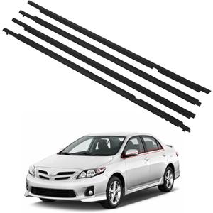 ZONFANT 4 Pcs Black Car Outer Door Window Moulding Trim Weatherstrip Seal Belt Compatible with 2009-2013 Corolla, Replace#75710-02210 75720-02210 75730-02190 75740-02190