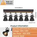 6-Light Track Light Fixtures Ceiling/Wall Mount, Adjustable Spotlight, Industrial Black Kitchen Lighting for Living Room, Dining Room, Hallway, Bathroom
