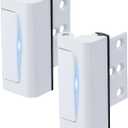 Husfunov 2 Pack Home Security Door Lock,Childproof Door Reinforcement Lock,with 3" Stop Withstand 800 lbs,for Inward Swing Doors,Night Kids Safety Metal Flip Lock Deadbolt Latch (White)