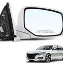 skkyoro Passenger Power Side View Mirror White Compatible with Honda Accord Sedan 2013 2014 2015 with Power Glass Heated turn signals and Camera Replace 76200T2GA42ZC (12Pins)