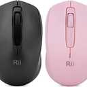 Rii Wireless Mouse,2.4G Portable Computer Mice for PC, Laptop, Windows,Office Included Wireless USB dongle (Black+Pink)