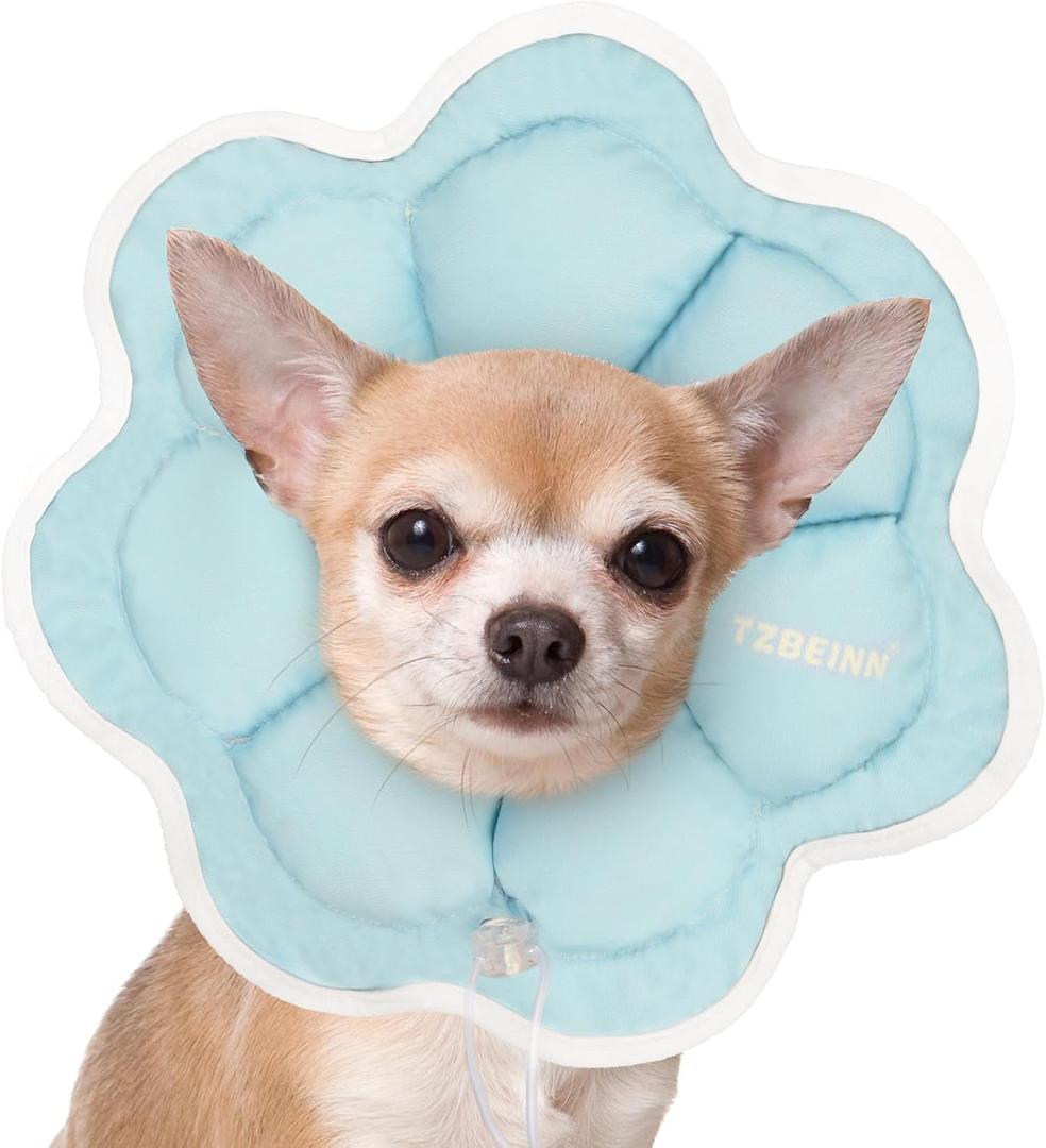 Soft Small Dog Cone Collar Alternative for Small Dogs(Adult Yorkshire Adult Chihuahua Pomeranian), Comfortable Dog Neck Recovery Cone, Adjustable Head Pillow Cone After Surgery to Stop Licking (S(Neck Girth:6.3"-9"), Blue)