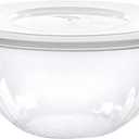 PLASTICPRO Disposable Round Crystal Clear Serving Bowls With Lids - Party Snack or Salad Bowl, Plastic Chip Bowls, Candy Dish (2, 150 OUNCE)