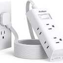 Flat Extension Cord 10 ft - Addtam Flat Plug Power Strip with 6 Outlets Extender, No Surge Protector for Cruise Ship, Dorm Room Travel Essentials, ETL Listed