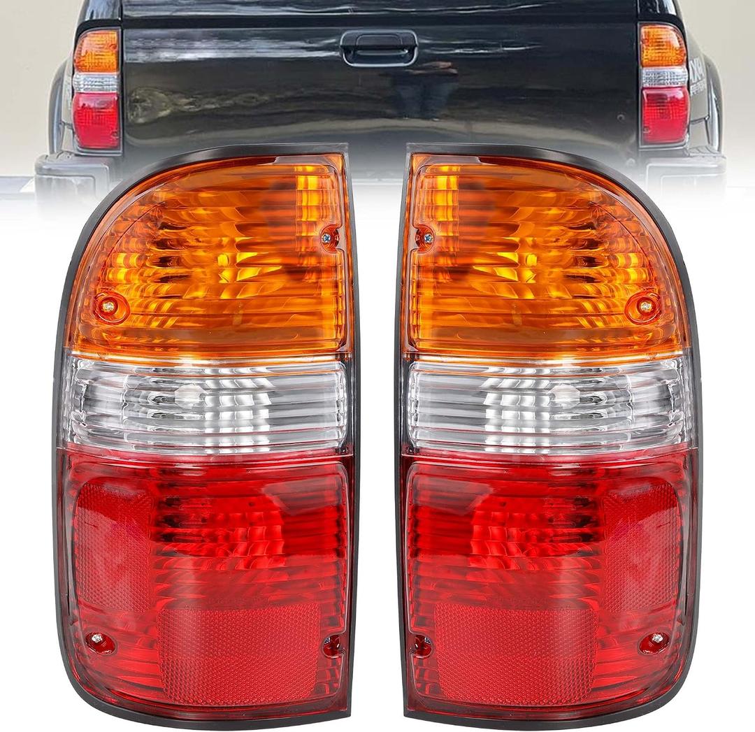 Tail Lights Assembly Set Compatible with 2001-2004 Toyota Tacoma, Left Driver & Right Passenger Side Rear Lamps with Bulbs & Harness, Replaces 81560-04060 81550-04060 TO2800139 TO2801139
