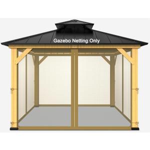 10-ft x 10-ft Gazebo Netting,Gazebo Replacement Mosquito Netting,Universal 4-Panel Mesh Screen Walls with Zippers(Only Netting)-Khaki (10x10)