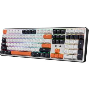 Redragon K689 PRO Wireless Gasket RGB Gaming Keyboard, 108 Keys Mechanical Keyboard w/Extra 4 Hotkeys, Upgraded Hot-swappable Socket, 3-Layer Noise Dampening, Round PBT Keycaps, Custom Linear Switch (Black Tangerine)