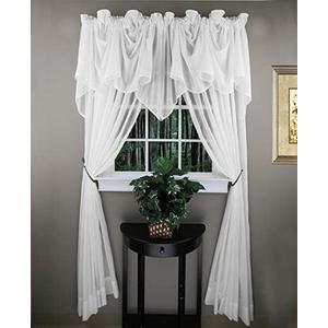 Stylemaster Splendor Batiste, 100" W X 29" L, Sheer Festoon Valance White
