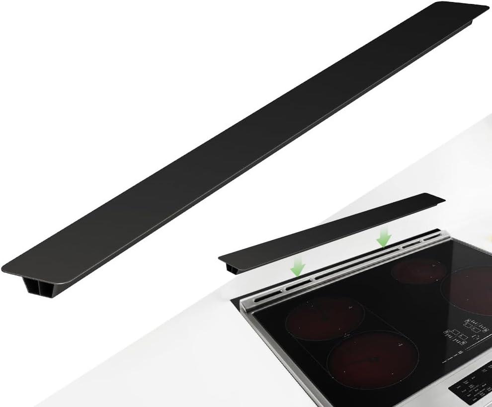 31.5" Slide-in Range Rear Filler Kit, Stove Gap Universal Trapezoidal filling strips, Cooktop Trim Kit Between Stove and Backsplash W10113901A for Whirlpool & Most Brand (Black-31.5in)
