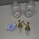Molimoli Syrup Dispenser for Coffee Bars, Glass Syrup Bottle w. Pump, 16.9 oz 500 ml, Set of 2, Gold Upgraded Dispenser