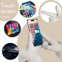 Vagasi Women Touch Screen Gloves, Fleece Lined Winter Gloves for Ladies, Thermal Suede Gloves Fur Cuff for Girls Gifts (Beige-white)