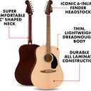 Fender California Debut Redondo Series Acoustic Guitar Pack, Beginner Guitar, Includes Gig Bag, Stand, and More, Natural