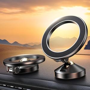 for MagSafe Car Mount Dashboard [360All-Metal Foldable] Magnetic Phone Holder for Car Dash [Strongest Magnets & 3M Adhesive] Hands Free Car Phone Holder for iPhone 16 15 14 13 12 Pro Max Plus Mini