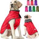 Fragralley Dog Winter Coat, Waterproof Windproof Reflective Fleece Jacket with Harness Hole, Warm Snow Vest for Small Medium Large Dogs, Ideal Gifts (Red)