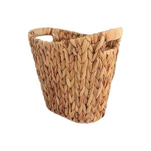 Wicker Bathroom Trash Can - Handwoven Water Hyacinth Waste Basket, Wicker Trash Can with Handles Tall Garbage Baskets for Bath, Bedroom, Office, size: 15×12×7 in