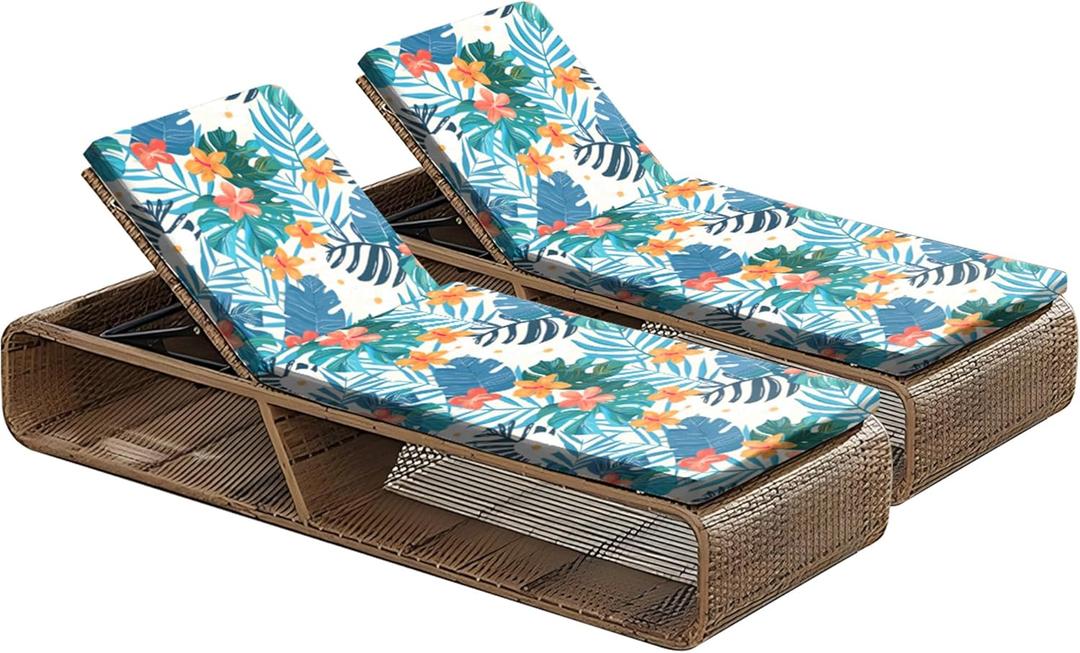 Pool Lounger Cover, Beach Chair Cover - 2 Pack - Easy-Clean Lounger Covers for Outdoor Pool and Beach Chairs(Flowers)