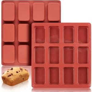 JOERSH Silicone Mini Loaf pan-(2PCS) 12 Cavities Bread Pan, Non-stick Silicone Baking Molds for Bread, Cake, Cornbread, Brownie, Mini Sized Cheesecake