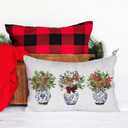 Christmas Eucalyptus Mistletoe Throw Pillow Cover, 12 x 20 Inch Chinoiserie Pillowcase Winter Holiday Cushion Case Decoration for Sofa Couch