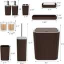 XLHOMO Bathroom Accessories Set - Gorgeous Bathroom Set, 10PC Brown Bathroom Accessories, Bathroom Accessory Set, Toilet Brush, Trash Can, Qtip Holder Dispenser & Soap Dispenser