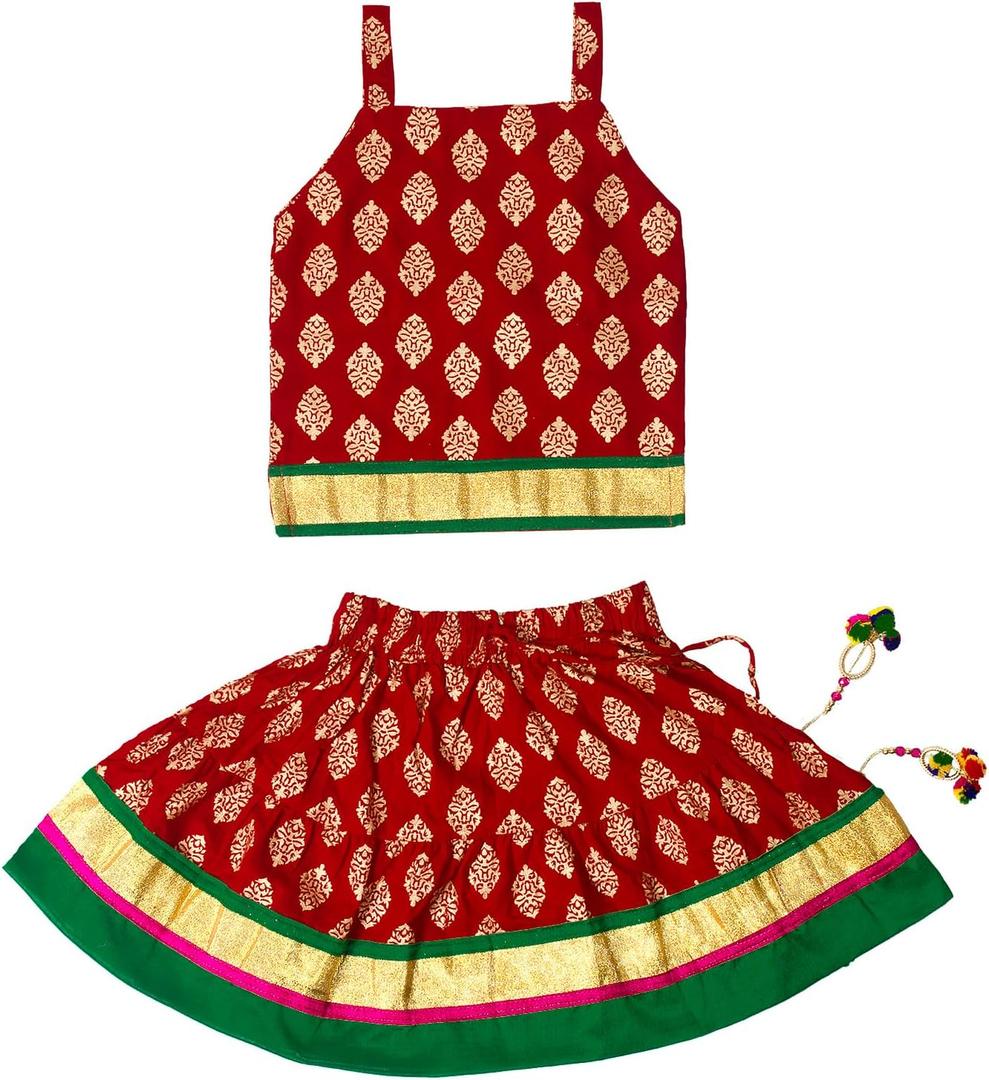 Chandrakala Kids Lehenga Choli Set for Girls (KL101-P) 5-7 Years