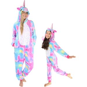 Funziez! Slim Fit Adult Onesie - Animal Costume - Plush Unisex Christmas One Piece Cosplay Suit for Women and Men (Small, Unicorn)