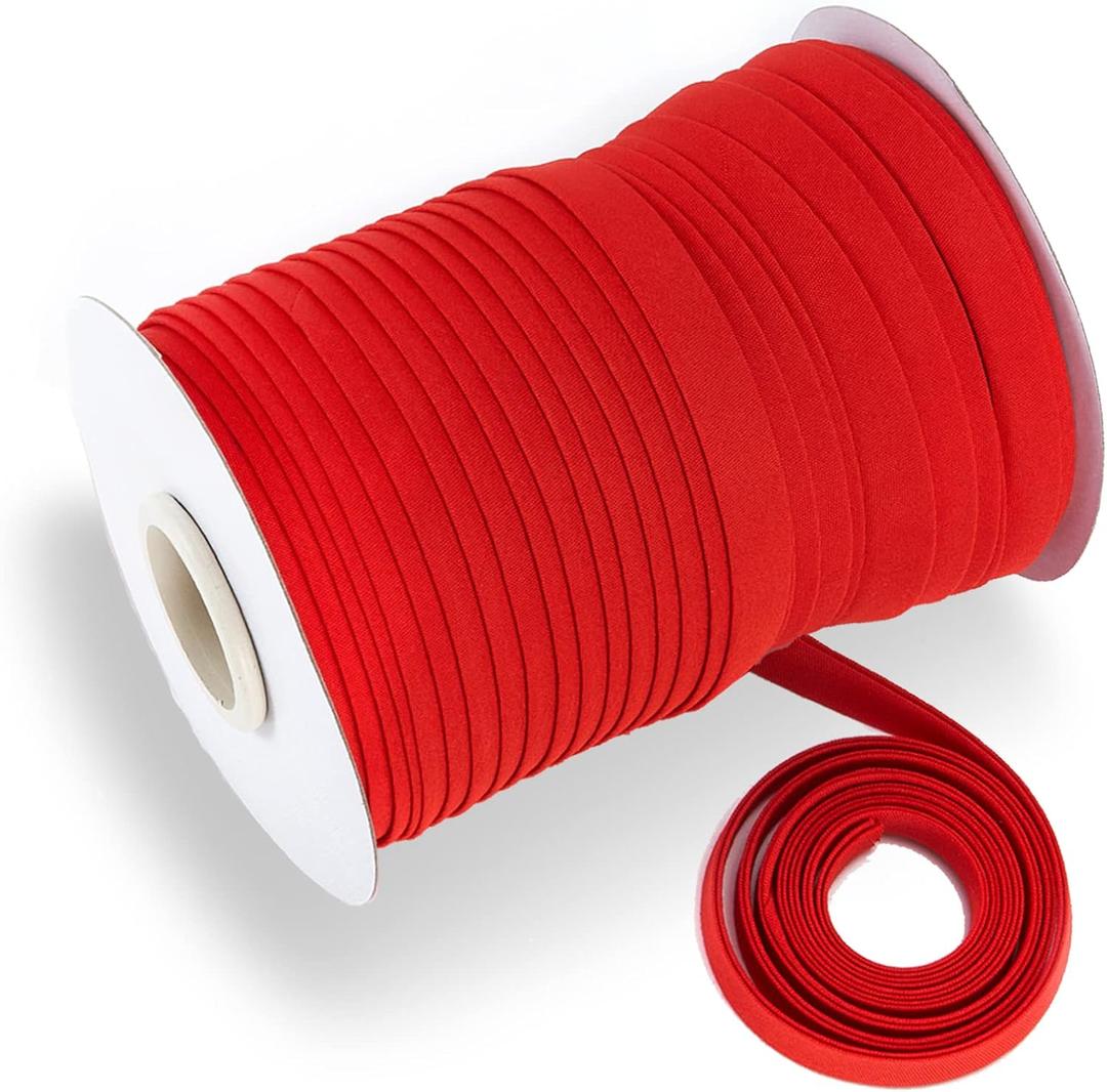 Tewadoo Bias Tape Double Fold 1/2 Inch - Red 55 Yards Polyester Binding Tape for Sewing, Quilt Binding, Hemming, Seaming and Fabric Piping