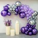 Purple Silver Balloon Garland 127 Pcs 18In 12In 10In 5In Latex Balloons Arch Kit for Halloween Retirement New Year Graduation Birthday Party Decors (Purple Silver)