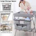 Portable Baby Changing Station with Adjustable Height - Foldable Diaper Table with Wheels,Waterproof Pad, Safety Belt & Large Storage Racks, Ideal for Newborn and Infants (Light Grey)