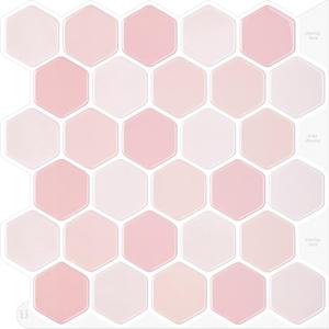 Hexagon Tiles Peel and Stick Backsplash for Kitchen, 10-Sheet Stick on Tiles Kitchen Backsplash, Pink 3D Peel and Stick Wall Tile12''12''