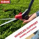 TABOR TOOLS GS01A Long Handle Grass Shears with Wheeled Support, 180 Blade Swivel, SK5 Heat-Treated Steel Blades, Chrome Plated, 38" Grass Clippers For Easy Upright Trimming, and Durable Steel Handle