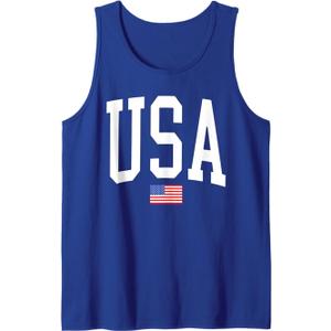 USA American Flag Women Men Kids Patriotic July 4th states Tank Top (Small, Royal Blue)