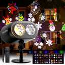 NACATIN Christmas Projector Lights2-in-1 3D Ocean Wave & 12 HD Patterns, No Card Needed Design with Remote & Timer, Waterproof Holiday Projector Lights Outdoor for Xmas Halloween Party