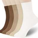 FGZ Women Thin Cotton Socks Soft Cozy Socks Cute Ankle Crew Socks 5 Pairs (9-11), Beige 