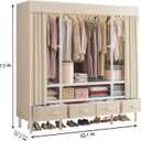Portable Closet with Drawers 55.1"x17.7"x65.7" Wardrobe Closet Pale Yellow