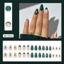 2 x Green Christmas Press on Nails Short Almond Fake Nails Glitter Green Nails Press ons with Xmas Tree Design,Reusable Artificial Nail Full Cover Glue on Nail Stick on Nails for Women Manicure 24Pcs