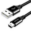 AGVEE 2 Pack 6ft Replacement for Garmin Nuvi GPS Charger Data Cable Gpsmap Charging Cord, TI-84 Plus/CE/C Silver, Blue Yeti USB Microphone/Pro Mic, for Canon IFC-400PCU/300PCU/200U, Black