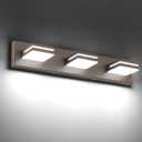 SineRise LED Modern Bathroom Vanity Light Fixtures (3-Light, 24-Inch, Dimmable), Brown Wood Painted Modern Acrylic Bathroom Wall Lighting Fixtures Over Mirror (Cool White 6000K)