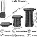 Upgraded Collapsible Stool Portable for Adults Heavy Duty, 620lbs Max Weight, Square Foldable Stool Thickened Telescoping Folding Seat for Camping Hiking, Outdoor, Travel(Square) (Black)