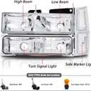 Headlights Assembly Pair for 1994-1998 OBS Chevy Silverado C/K 1500 2500 3500 Suburban, 1995-1999 Chevy Tahoe Headlamps Replacement w/Bumper Lights (LH RH),Chrome Housing Clear Reflector