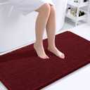 OLANLY Bathroom Rugs 44x24, Extra Soft Absorbent Chenille Bath Rugs, Rubber Backing Quick Dry, Machine Washable Bath Mats for Bathroom Floor, Tub and Shower, Home Decor Accessories, Burgundy