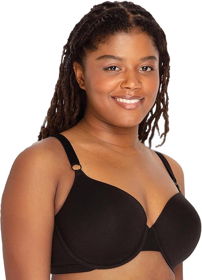 Fruit of the Loom Women's Smooth Cotton T-Shirt Bra - Ultra-Soft, Flexible, and Invisible Under Tees 1 pack black 38D