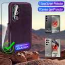 VANAVAGY Wallet Case for Galaxy S24 with RFID Blocking Card Holder, [Screen Protector & Camera Lens Protector] PU Leather Flip Case with Wrist Strap for Wireless Charging, Purple