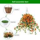 INQCMY Artificial Hanging Flowers with Basket for Spring Outdoors Decoration,Fake Silk Morning Glory Vines in Planter UV Resistant Realistic for Home Garden Balcony Porch Decor(Orange)