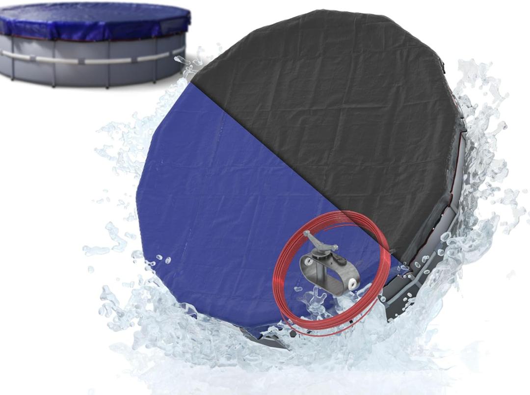 18 Foot Round Winter Pool Cover with Strong-Hold System | Triple-Layer 18 Ft Pool Covers for Above Ground Pools | 2-in-1 Swimming Pool Cover for Winter & Summer | Cold & UV Resistant 18Ft Poolcover (Blue)