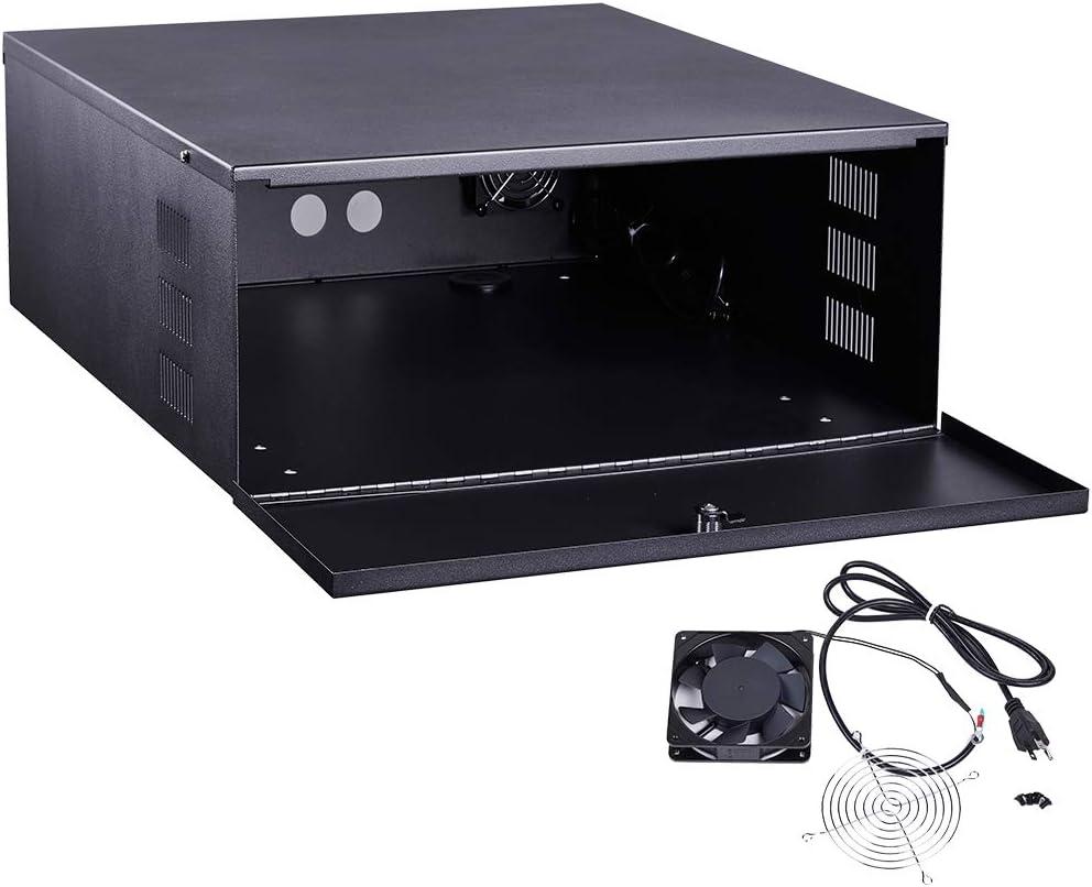 Kenuco Heavy Duty 16 Gauge DVR Security Lockbox with Fan (Black 24'' x 21'' x 7'')